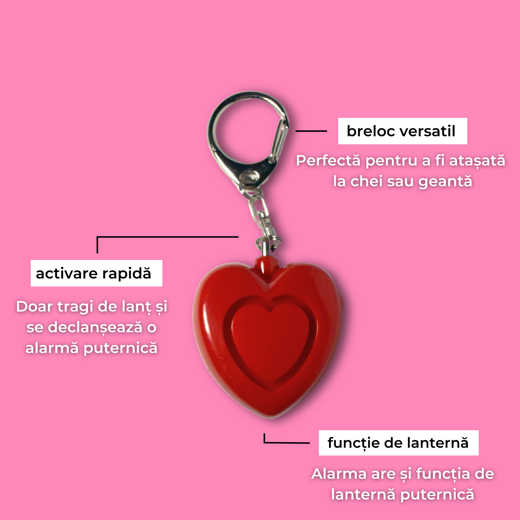 Mini Alarmă Breloc în formă de inimioară
